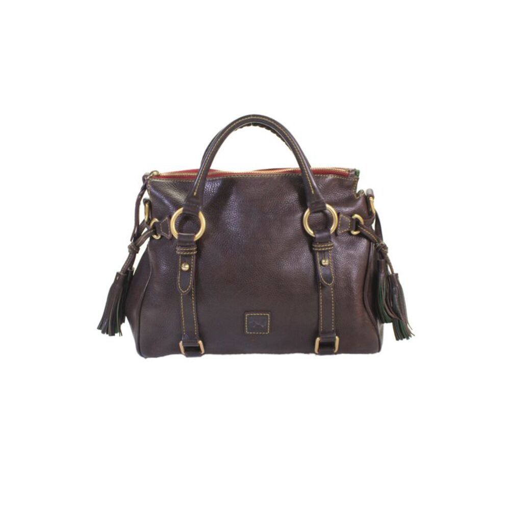 Dooney & Bourke Leather Zip Up Top Handle Handbag Brown